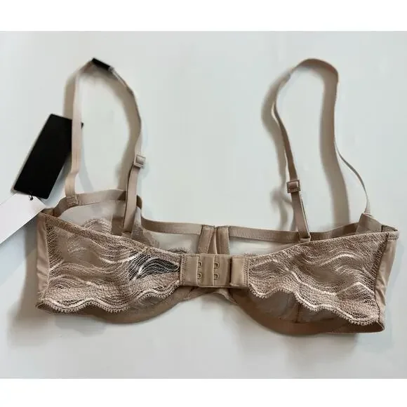 Calvin Klein Lace Balconette Bra Nude Sheer Unlined Underwire 32D NWT - Picture 3 of 8